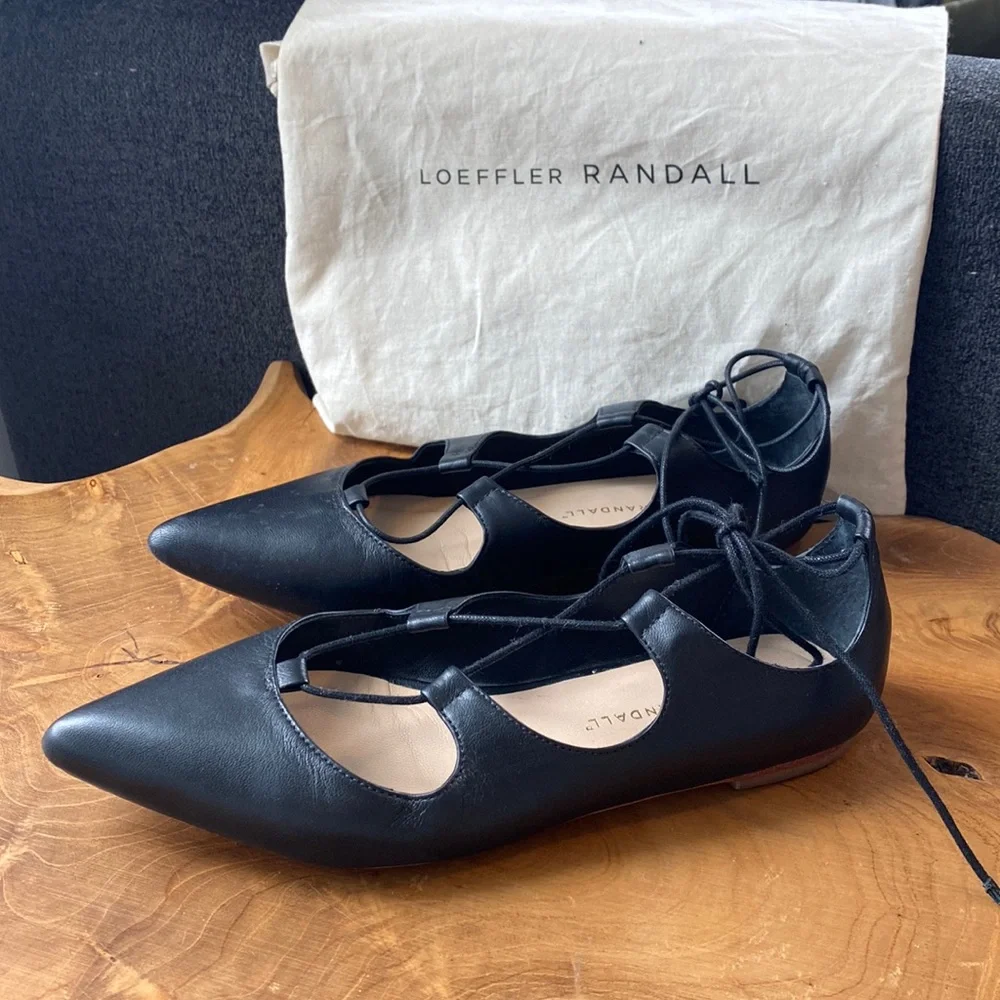 Loeffler Randall Black Lace-Up Flats - Picture 2 of 8